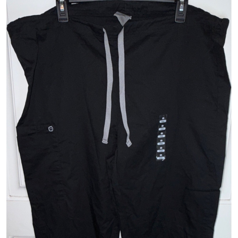 WonderWink Unisex Classic Fit Black Scrub Pants Solid Medical Size L
